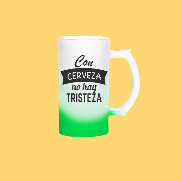 PERSONALIZA CON UN DISEÃO UNICO TU TARRO CERVECERO CRISTAL  SATINADO VERDE  16 OZ